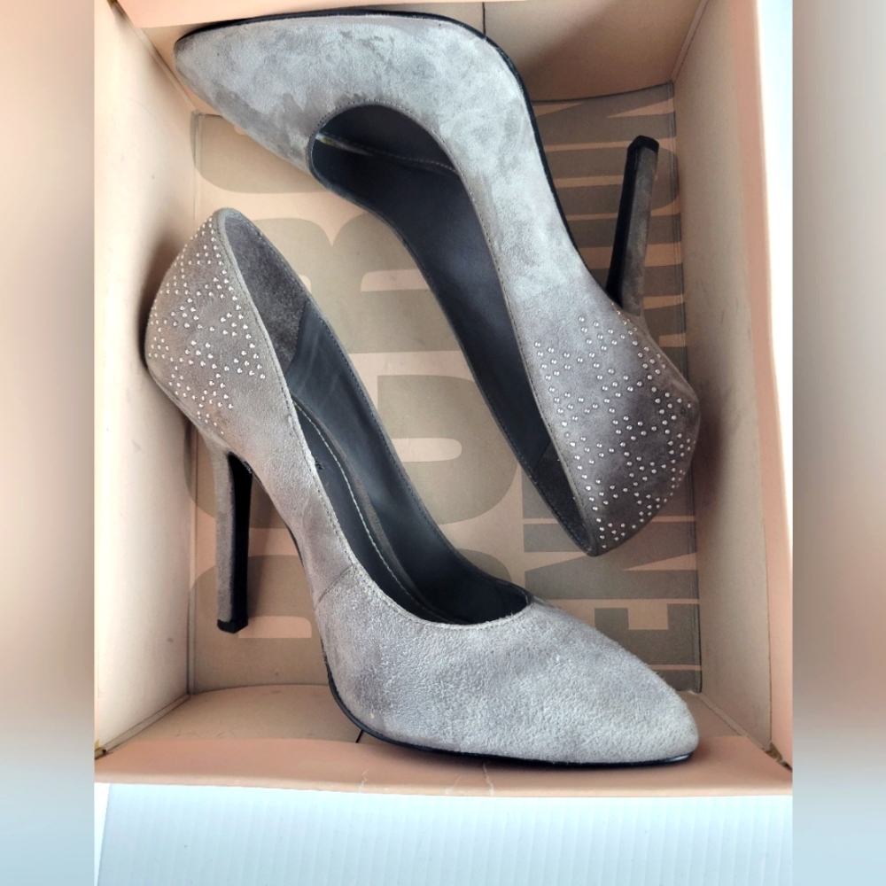 BCBGeneration Soft Gray studded heels